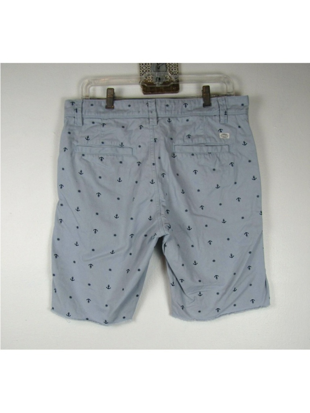 Light Blue Cotton Flat Front Anchor Print Shorts - Picture 2 of 5